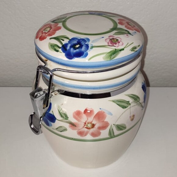 Cookie Jar Canister Flowers Gibson Floral design lid ceramic good quality Staple - Picture 1 of 15